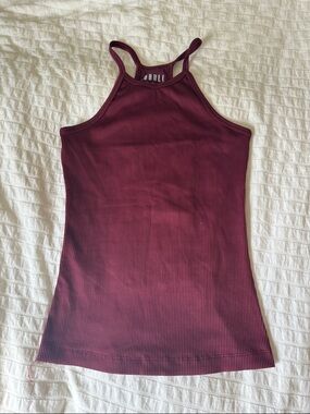 NOBULL Ribbed High-Neck Tank in Burgundy